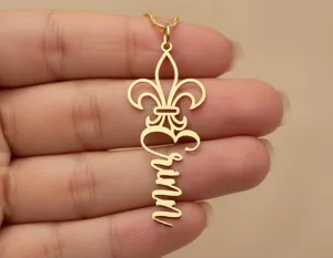 Fleur De Lis Personalized Name Necklace in Sterling Silver – 1