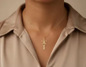 Fleur De Lis Personalized Name Necklace in Sterling Silver – 2