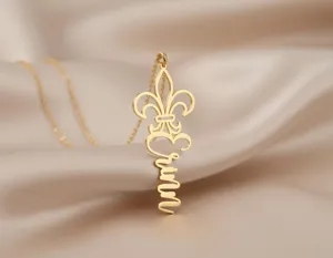 Fleur De Lis Personalized Name Necklace in Sterling Silver – 3