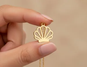 Shell Pendant Necklace – Gold Finished Coastal Design – 3