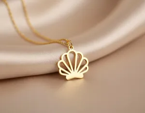 Shell Pendant Necklace – Gold Finished Coastal Design – 1