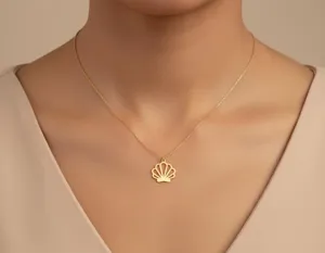 Shell Pendant Necklace – Gold Finished Coastal Design – 2