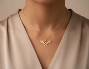 Wonder Woman Pendant Necklace in Gold Finish for Superhero Style – 2