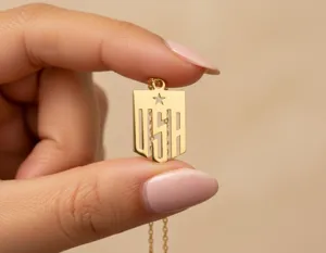 USA Necklace: Gold Plated Shield Pendant in 925 Sterling Silver – 3