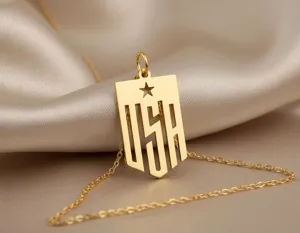 USA Necklace: Gold Plated Shield Pendant in 925 Sterling Silver – 1