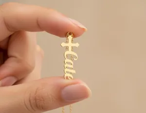 Personalized Cross Name Necklace in Gold Finish, Faith Jewelry – 3
