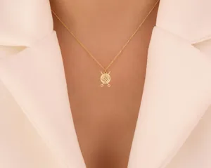 Knitting Necklace: Gold Plated Silver Yarn Ball Pendant for Knitters – 3