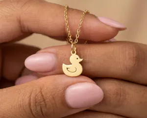 Duck Pendant Necklace in Sterling Silver Cute Animal Charm – 1