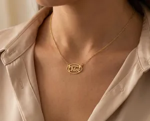 Personalized Football Necklace – Custom Name Sterling Silver Pendant – 2