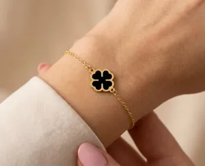 Four Leaf Clover Bracelet – Sterling Silver Lucky Charm – 1