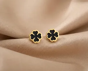 Clover Earrings - Sterling Silver Black Enamel Studs – 2