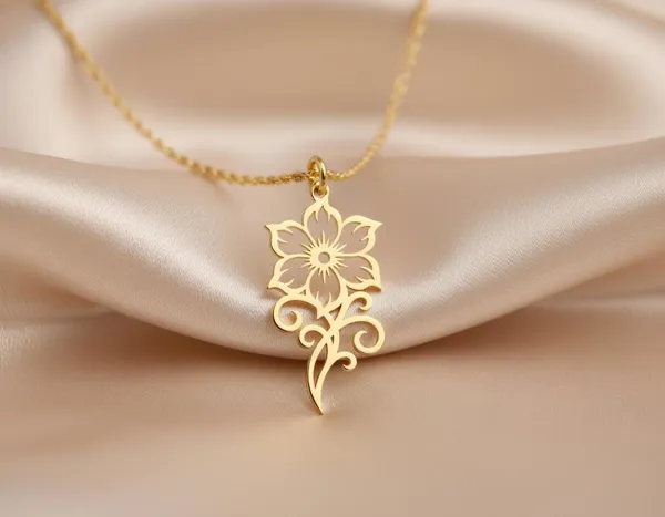 Abstract Flower Pendant Necklace in 925 Sterling Silver
