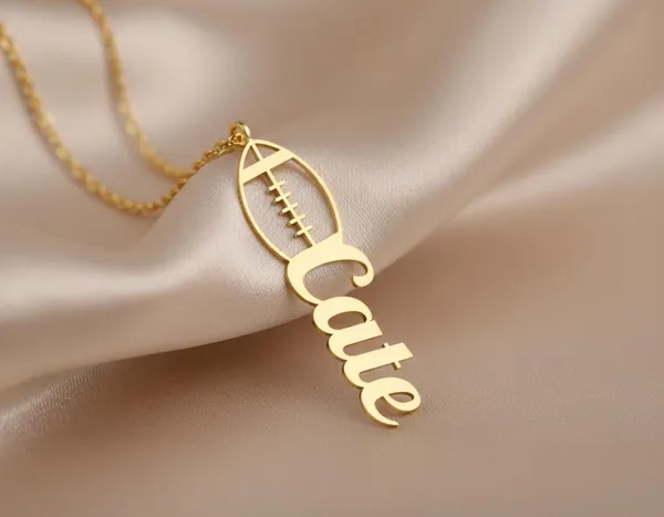 Personalized Football Name Necklace in Sterling Silver