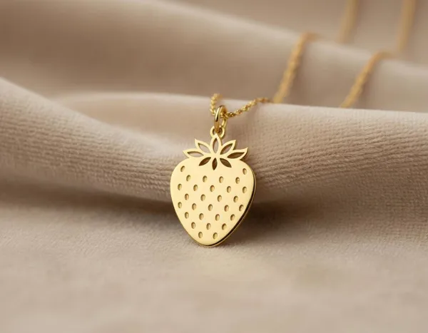 Strawberry Necklace in Gold, Rose Gold or Silver Finish