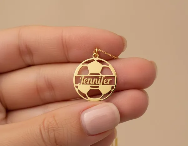 Soccer Name Necklace: Personalized 925 Sterling Silver Pendant