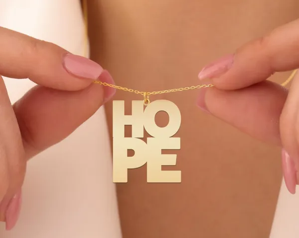 HOPE Necklace – Inspirational Sterling Silver Word Pendant