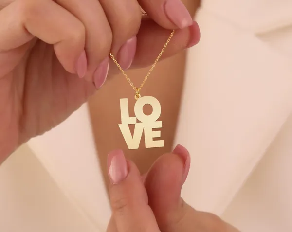 Custom Word Necklace: Personalized 4 Letter Statement Charm
