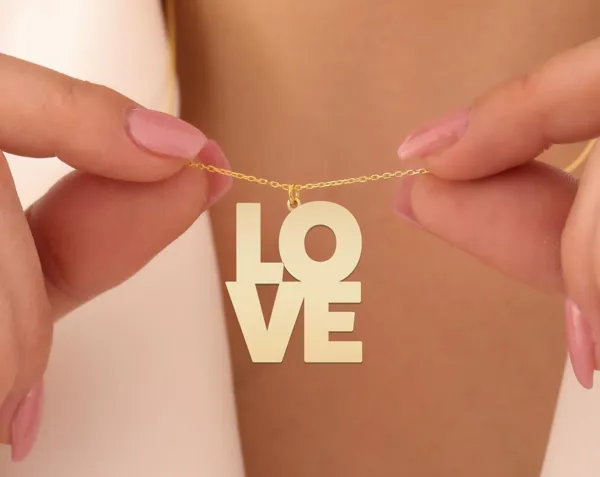 Personalized Custom Word Necklace – 4 Letter Statement Charm in Sterling Silver