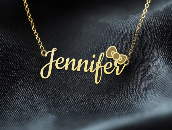 Custom Script Name Necklace with Bow – Personalized Jewelry