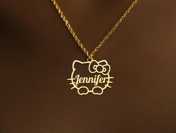 Cat Name Necklace: Personalized Kitty Charm in 925 Sterling Silver