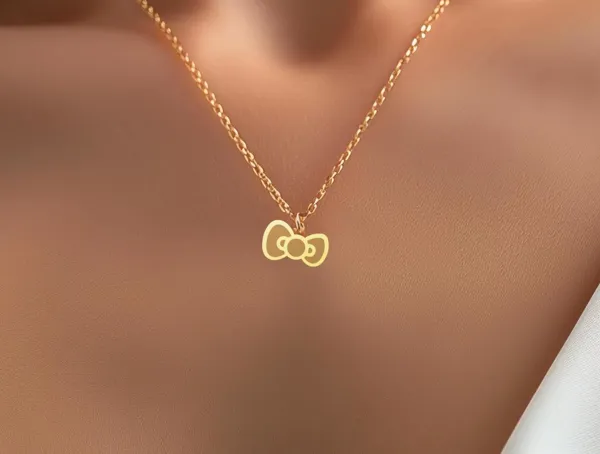 Cute Bow Necklace: Handmade Kitty Bow Pendant in 925 Sterling Silver