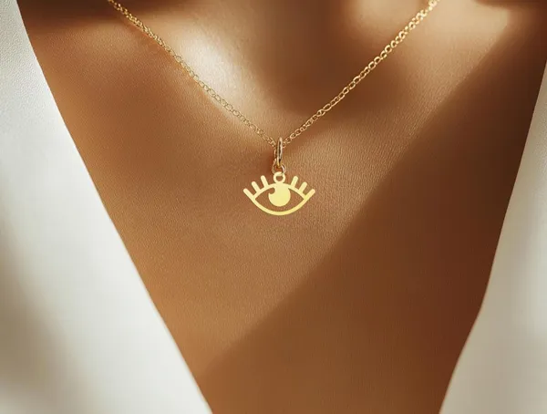 Evil Eye Necklace, Eye of Horus Protection Pendant in Sterling Silver