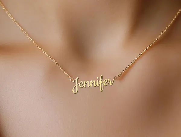 Personalized Gold Name Necklace – Custom Script Pendant