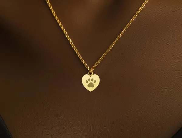 Gold Paw Heart Necklace – Dog Lover Jewelry in Sterling Silver