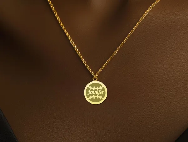 Personalized Softball Name Pendant Necklace in Gold