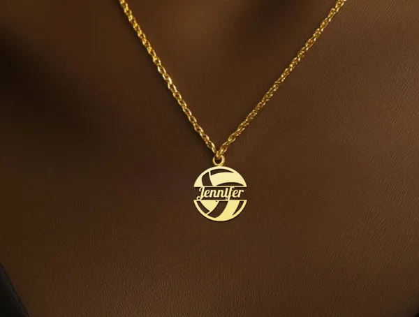 Personalized Volleyball Pendant Necklace with Custom Name