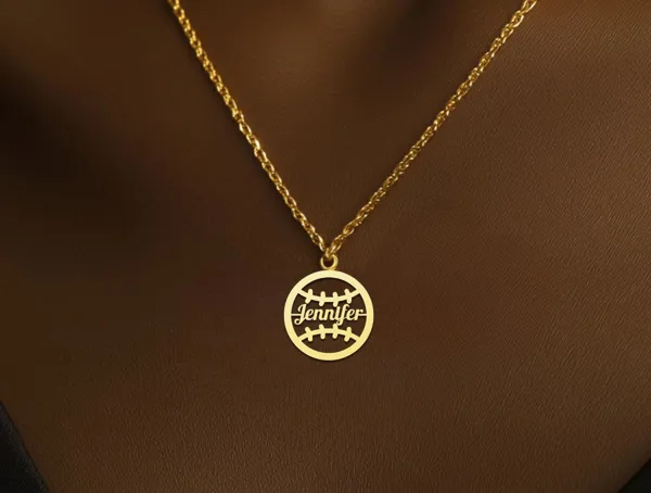 Custom Softball Pendant Necklace - Personalized Name Jewelry
