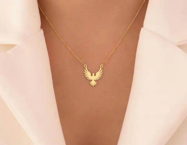 Phoenix Pendant Necklace: Gold Plated Minimalist Design in Sterling Silver