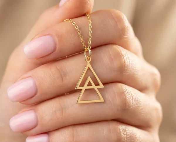 Geometric Triangle Necklace: Modern Gold Plated Pendant