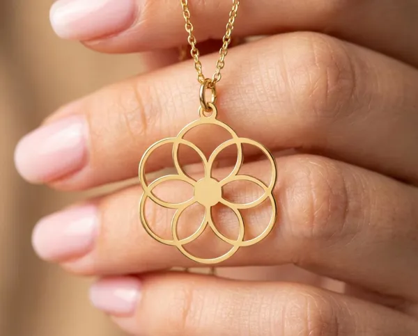 Flower Pendant Necklace in 925 Sterling Silver with Gold Plated Floral Design