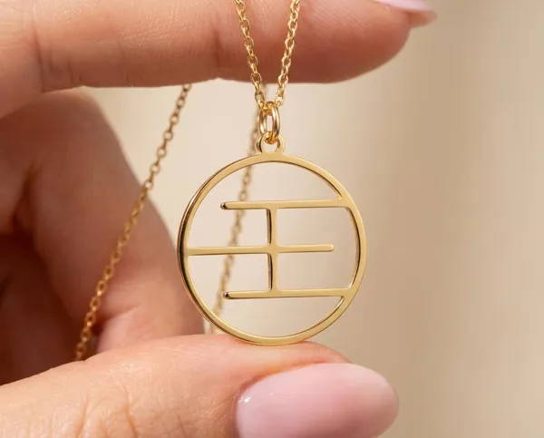 Zen Circle Necklace: Minimalist Inner Line Pendant in Gold Plated Sterling Silver
