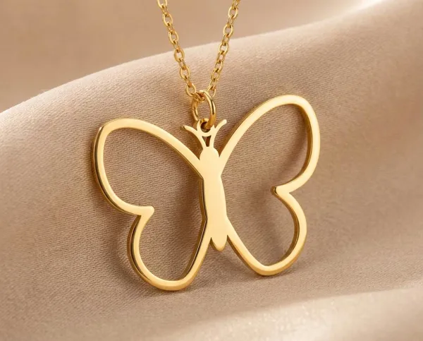 Butterfly Pendant Necklace in 925 Sterling Silver - Gold, Rose Gold or Silver Finish