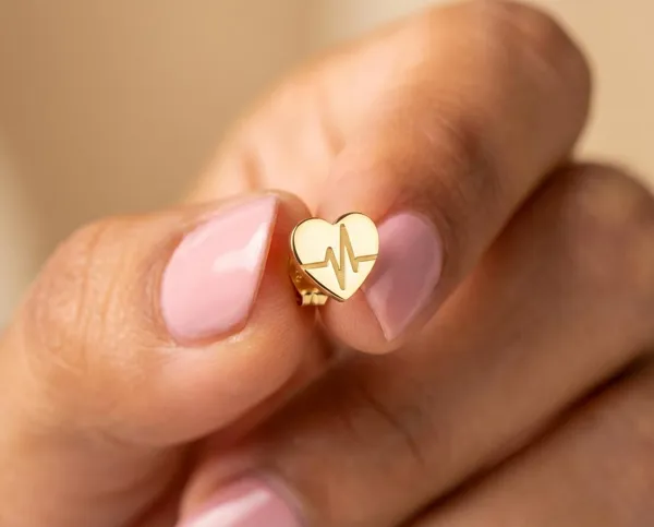 Heartbeat Heart Earrings in Sterling Silver – Gold, Rose Gold or Silver