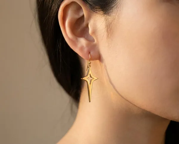 North Star Dangle Earrings: Handmade Celestial Jewelry in 925 Sterling Silver