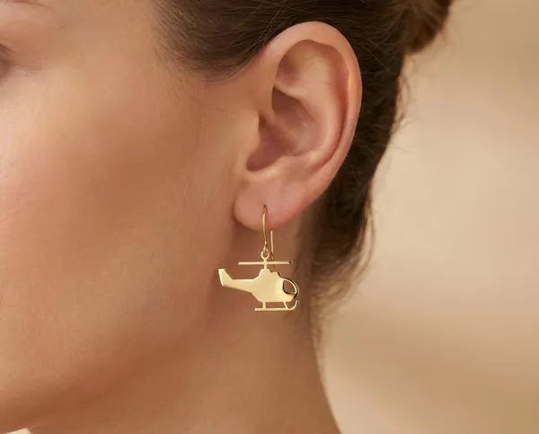 Helicopter Earrings in 925 Sterling Silver – Gold, Rose Gold or Silver Finish