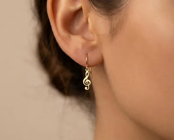 Treble Clef Earrings: Handmade 925 Sterling Silver Dangle Music Jewelry