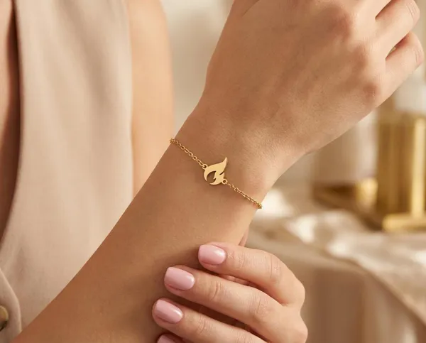 Flame Bracelet in 925 Sterling Silver: Gold, Rose Gold or Silver Fire Symbol Design