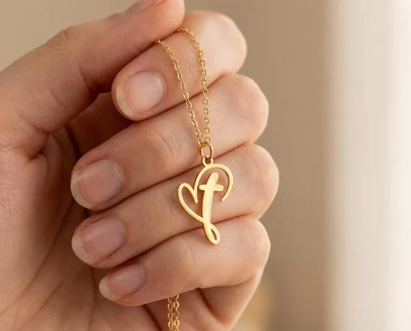 Heart Cross Necklace: 925 Sterling Silver Love and Faith Pendant