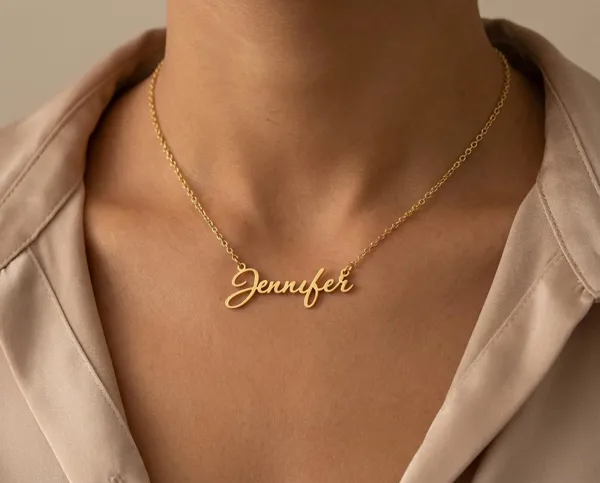 Name Necklace in 925 Sterling Silver with Elegant Script Design