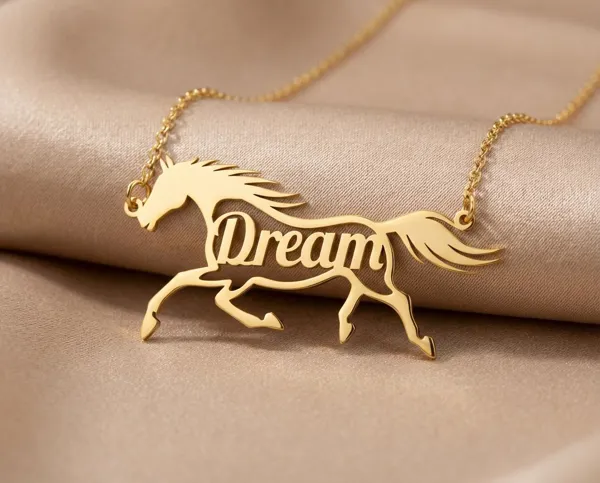 Personalized Horse Necklace – Sterling Silver Running Horse Pendant
