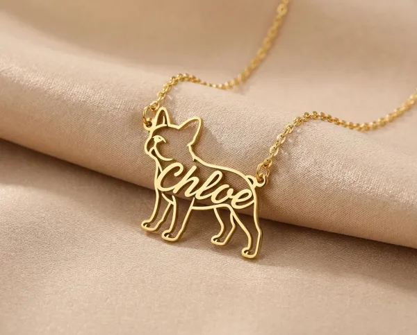 French Bulldog Necklace: Personalized Sterling Silver Name Pendant