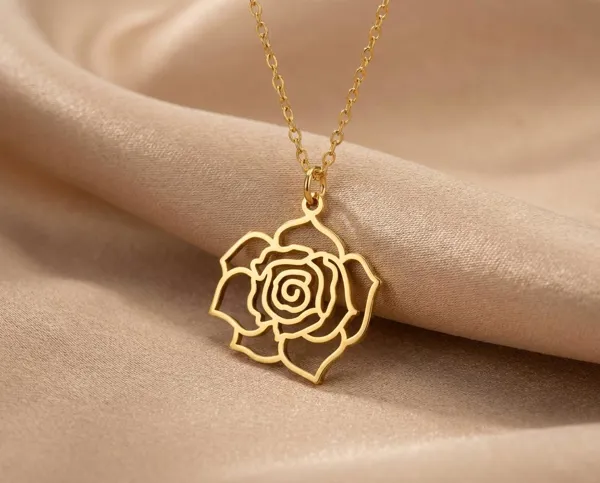 Rose Pendant Necklace: Handmade 925 Sterling Silver Openwork Flower