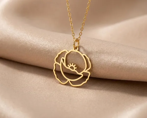 Poppy Pendant Necklace: Handmade Sterling Silver Floral Jewelry