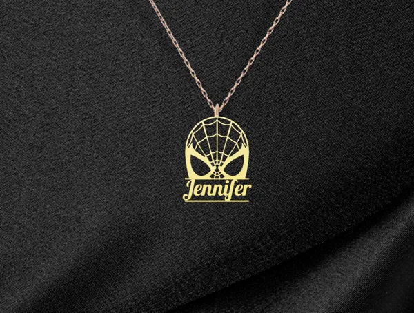 Custom Spiderman Necklace – Personalized Superhero Pendant in Sterling Silver
