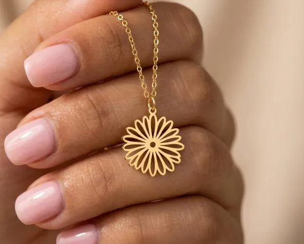 Aster Flower Pendant Necklace – Handmade 925 Sterling Silver Floral Design