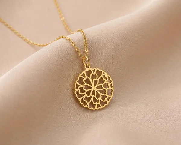 Marigold Pendant Necklace: Handmade 925 Sterling Silver Floral Charm